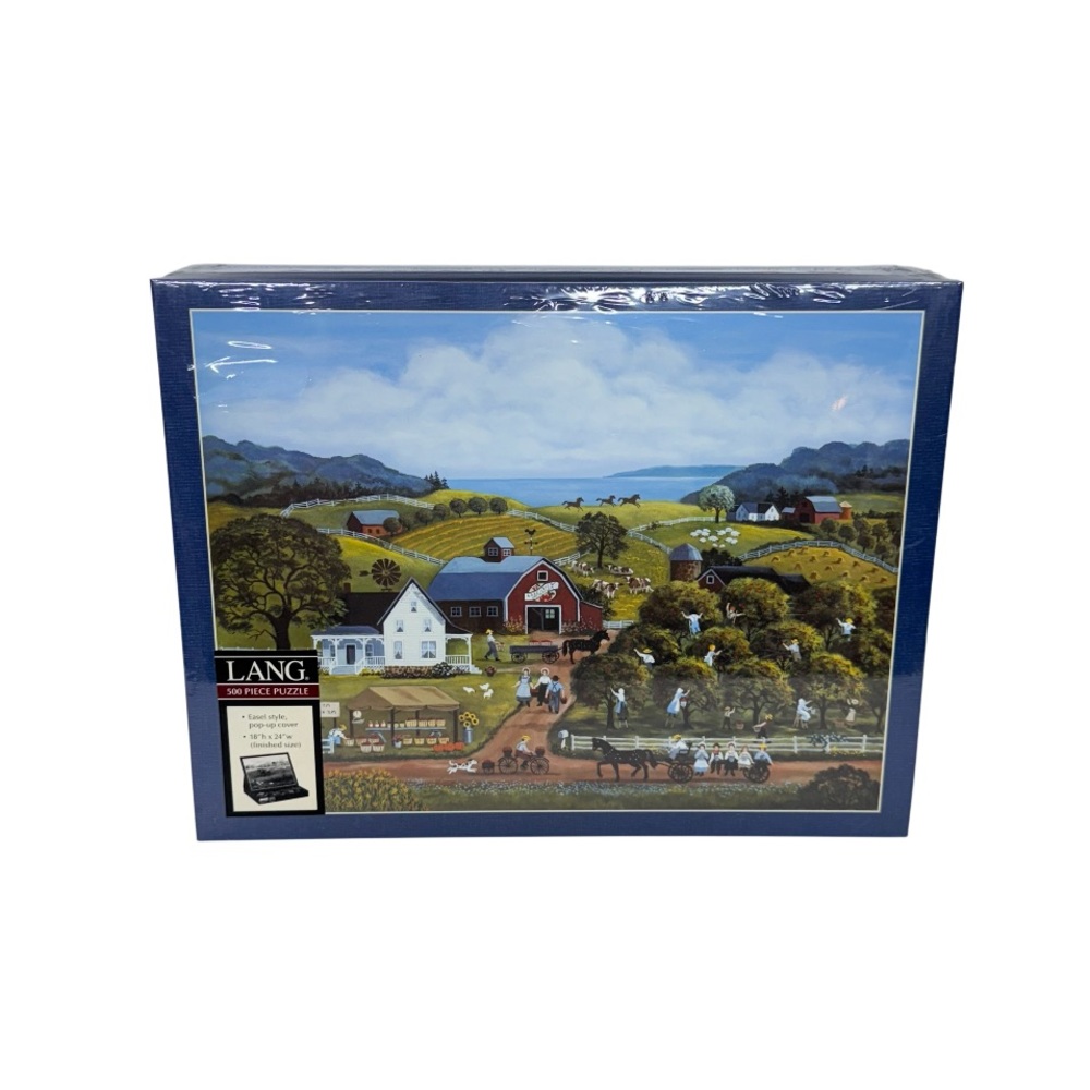 LANG Apple Picking Pop Up Cover Easel Style 500 Pc Puzzle New Sealed 2012 Nwt